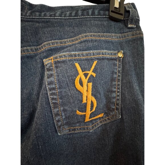 vintage Yves Saint Laurent Rive Gauche Womens Jeans Size 12 Dark Wash Blue Cotto - Picture 8 of 8